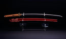 Katana Antigua Japonesa con Saya Roja y Tsuba Fukurin Momiji Dorada